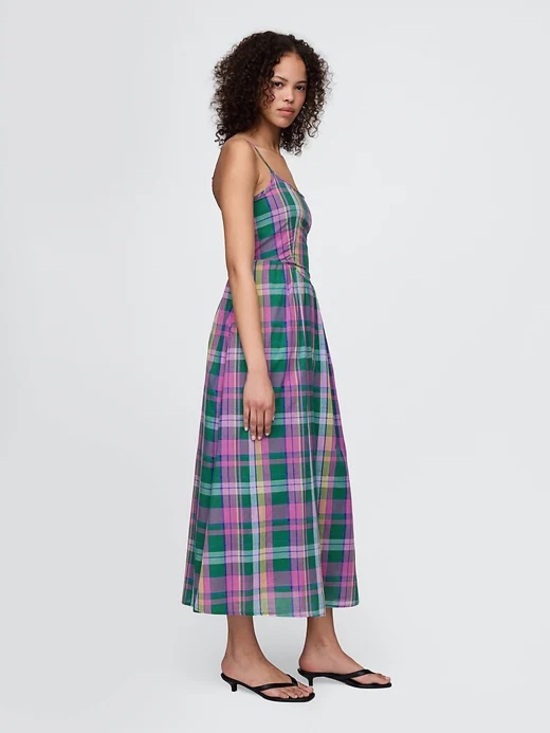 GAP Dresses & Skirts - GAP Plaid Midi Dress in Pink and Green